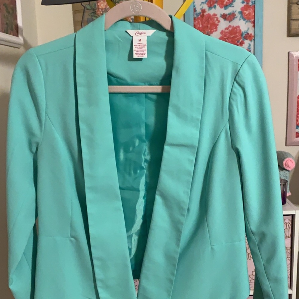 💜SOLD💜 Candie’s Mint Cropped Back Blazer Jacket Medium